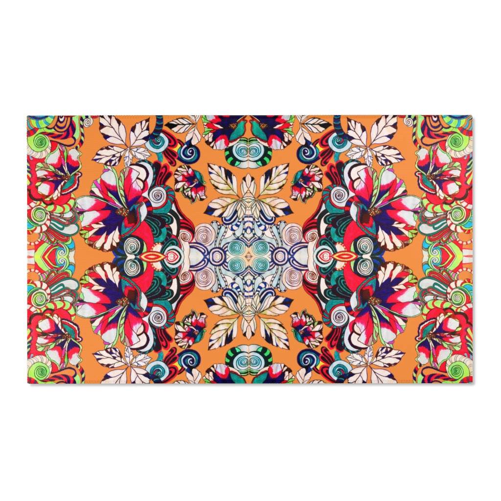 Artsy Floral Pop Peach Area Rug