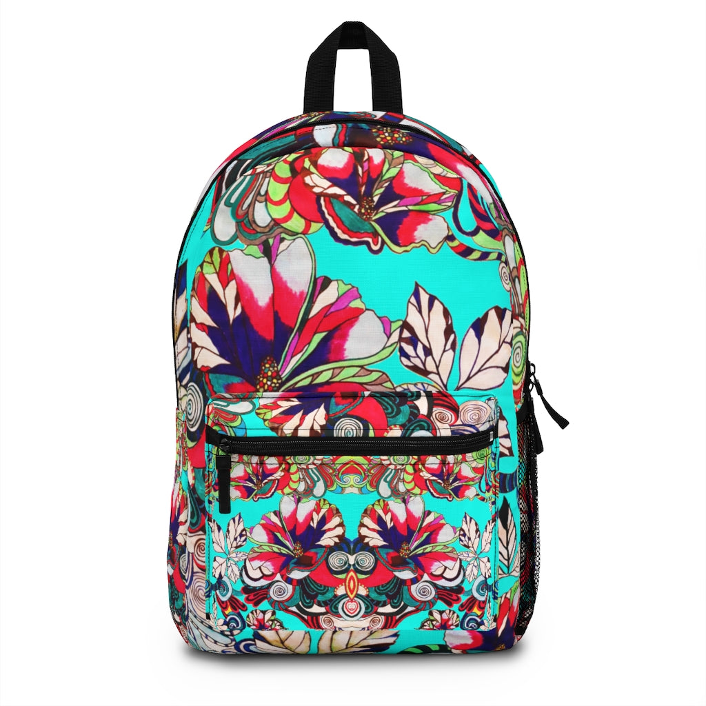 Cyan Artsy Floral Pop Backpack