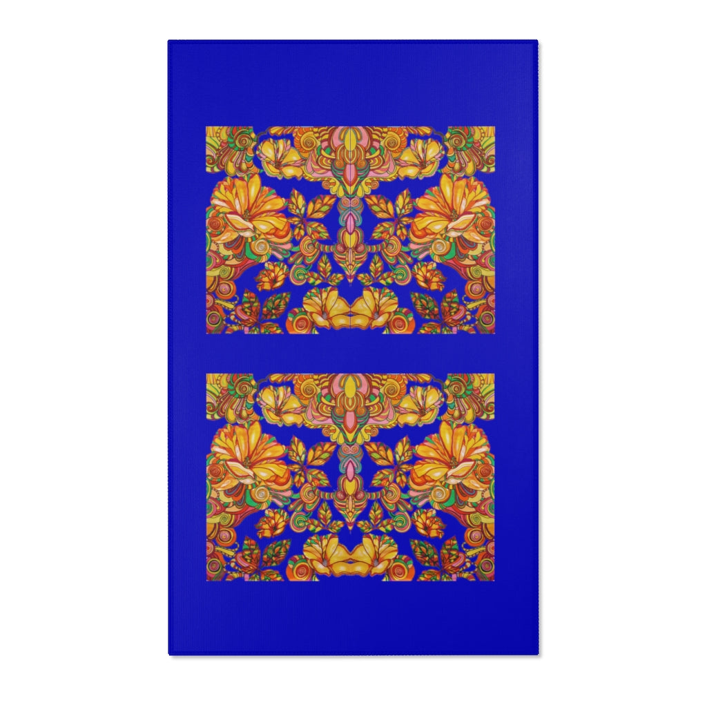 Artsy Floral Royal Blue Area Rug
