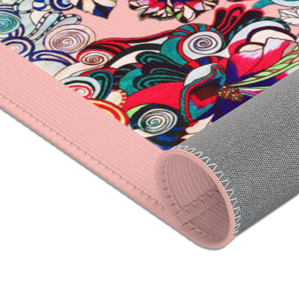 Artsy Floral Pop Blush Area Rug
