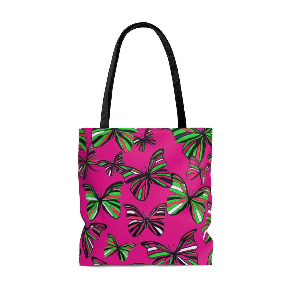 AOP Butterflies Pink Tote Bag