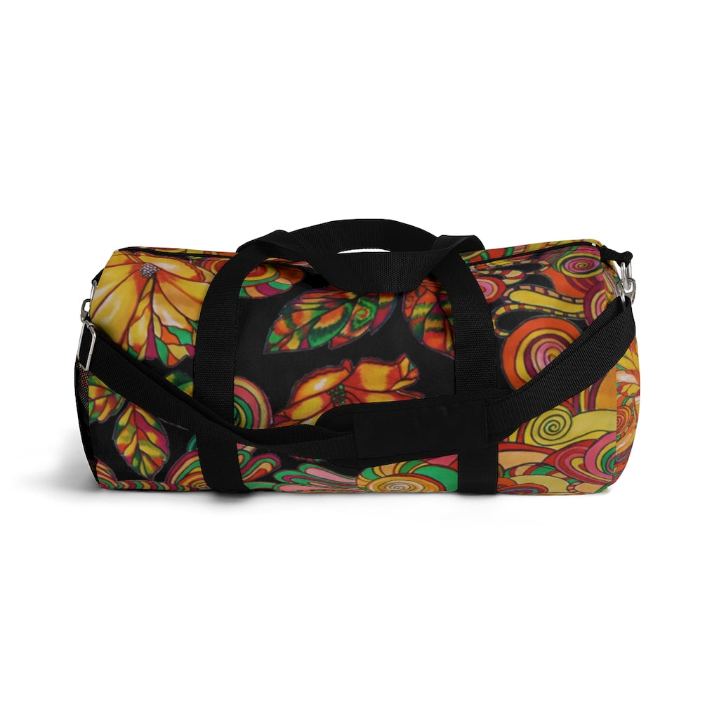 Artsy Floral Black Duffel Bag