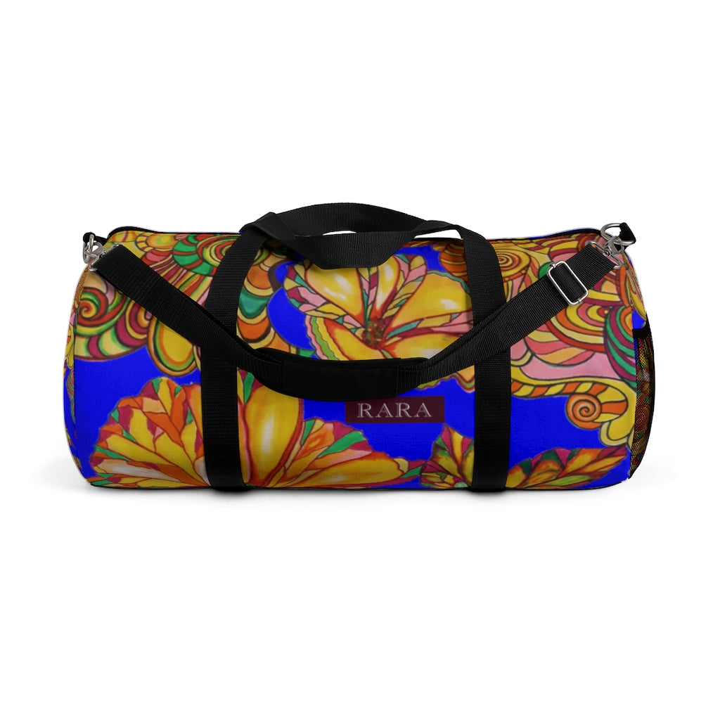 Artsy Floral Electric Blue Duffel Bag