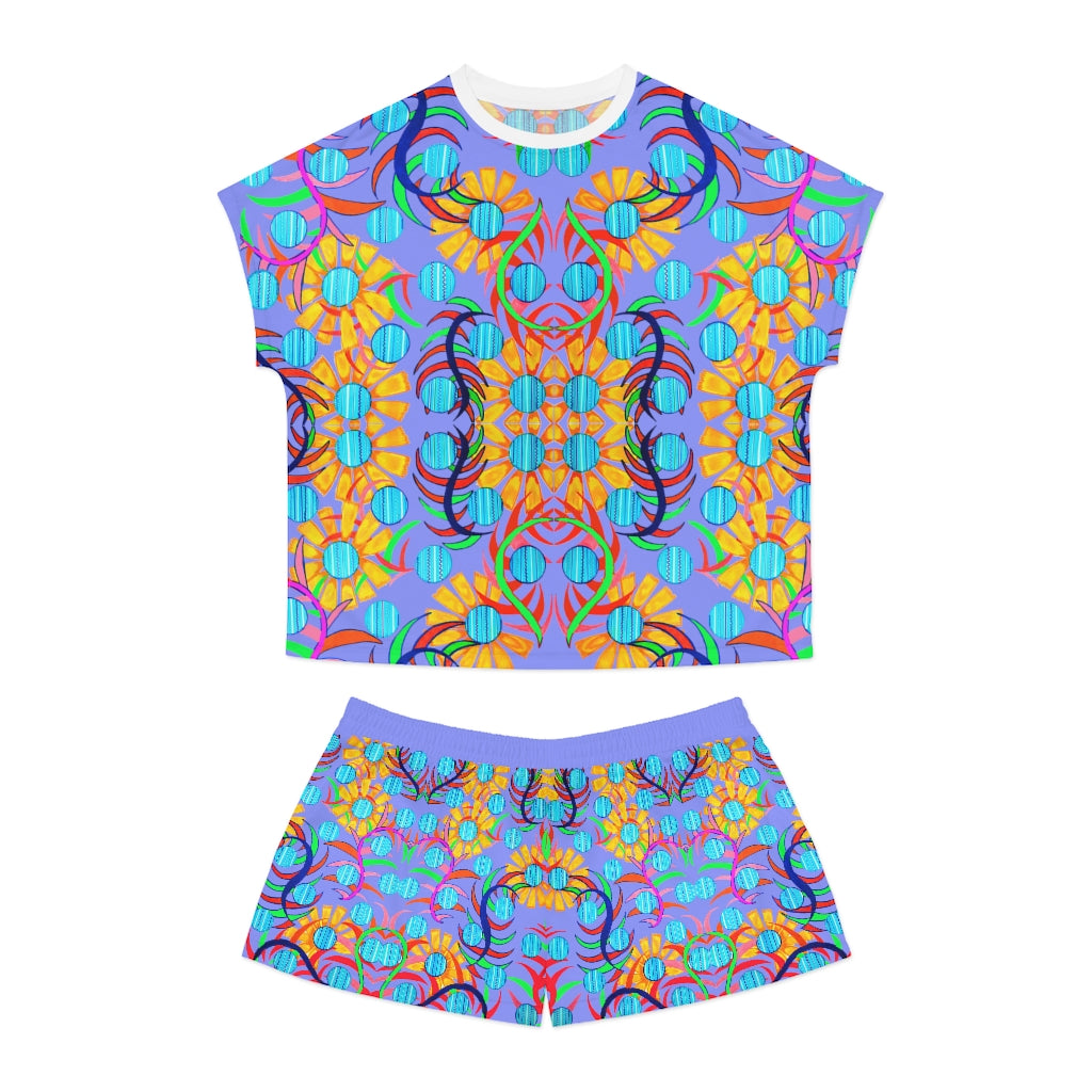Very Peri Sunflower Short Pajama Set (AOP)