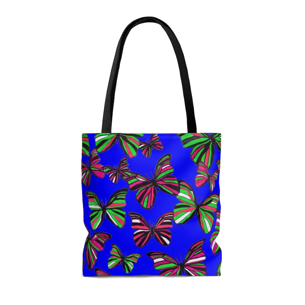 AOP Butterflies Electric Blue Tote Bag