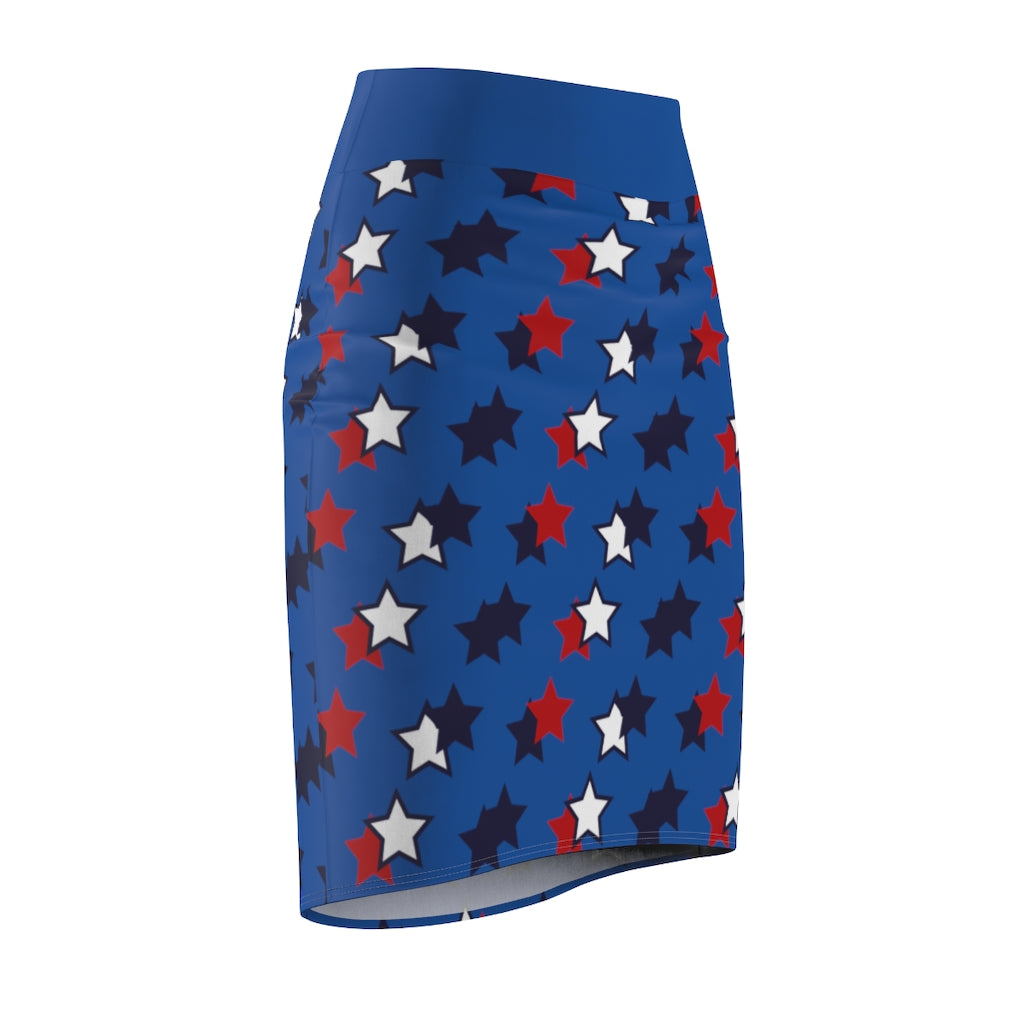 AOP Starry Royal Pencil Skirt