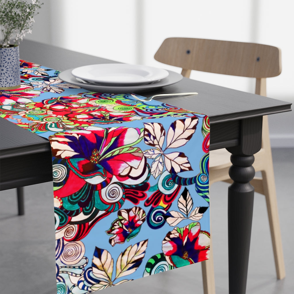 Artsy Floral Pop Emerald Table Runner