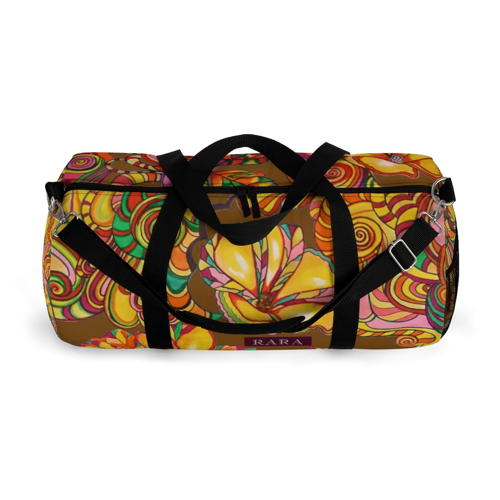 Artsy Floral Dallas Brown Duffel Bag