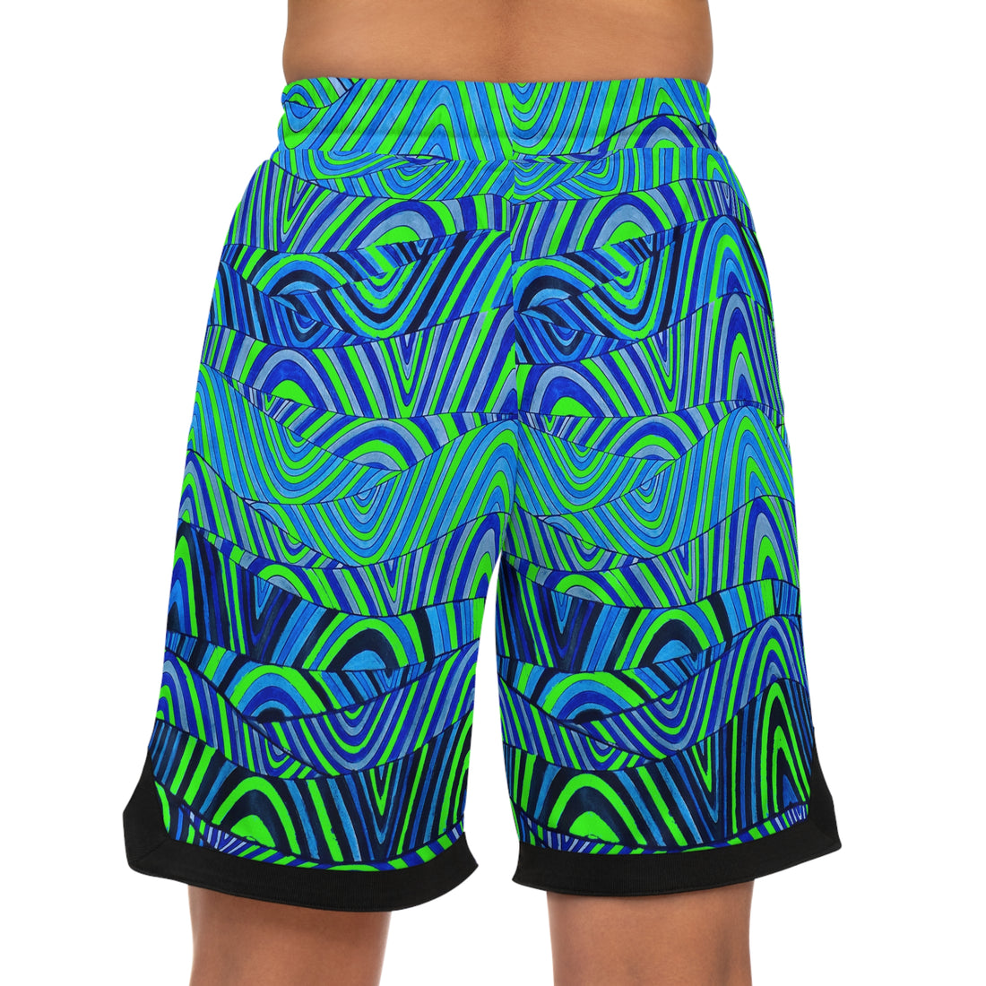 Neon Green Sonic Basketball Rib Shorts (AOP)