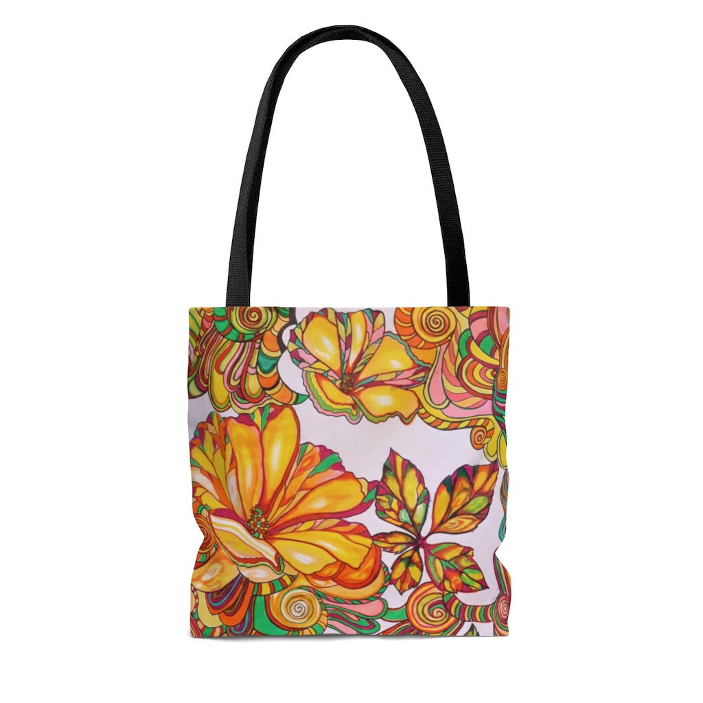AOP Artsy Warm Florals Tote Bag