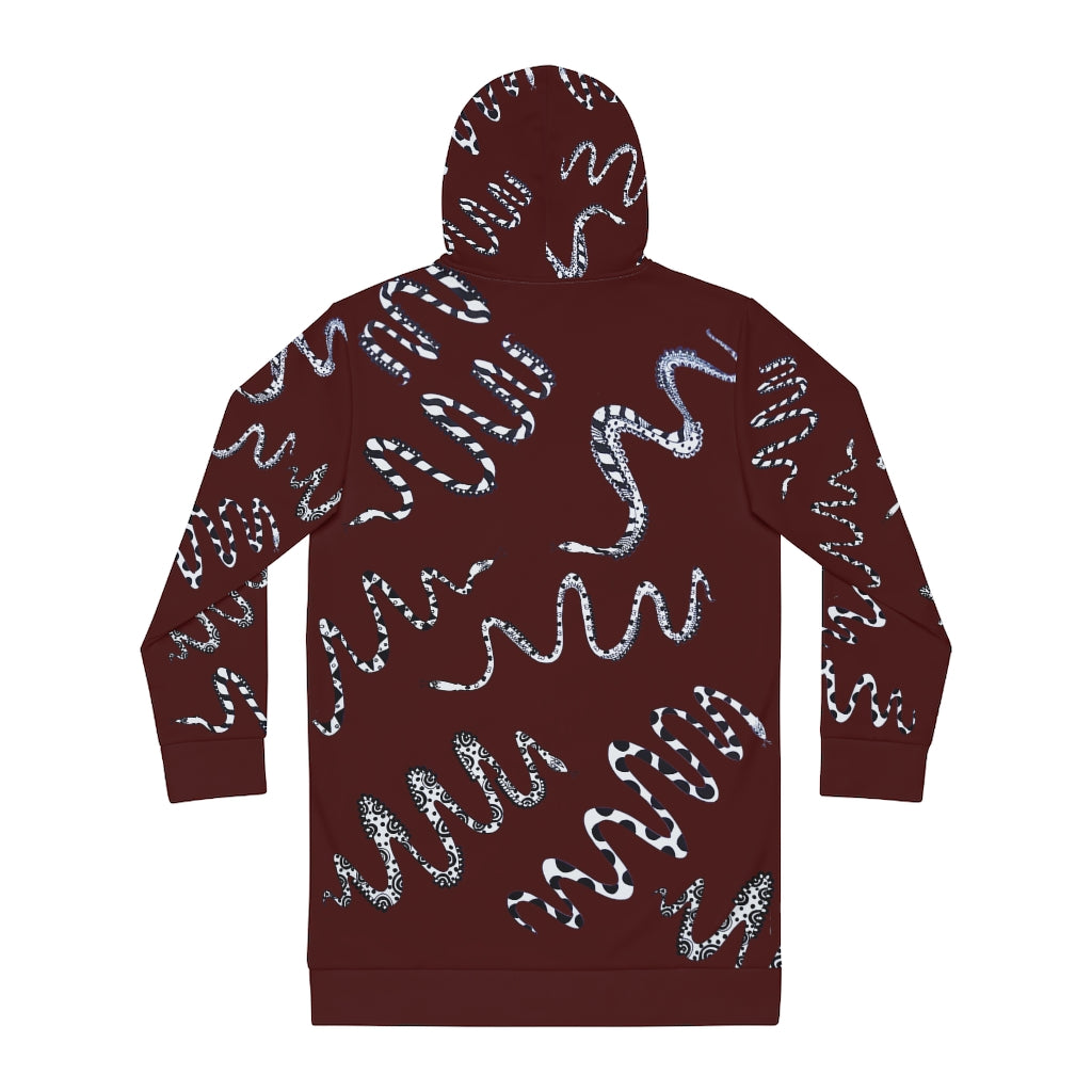 marsala snake print hoodie dress