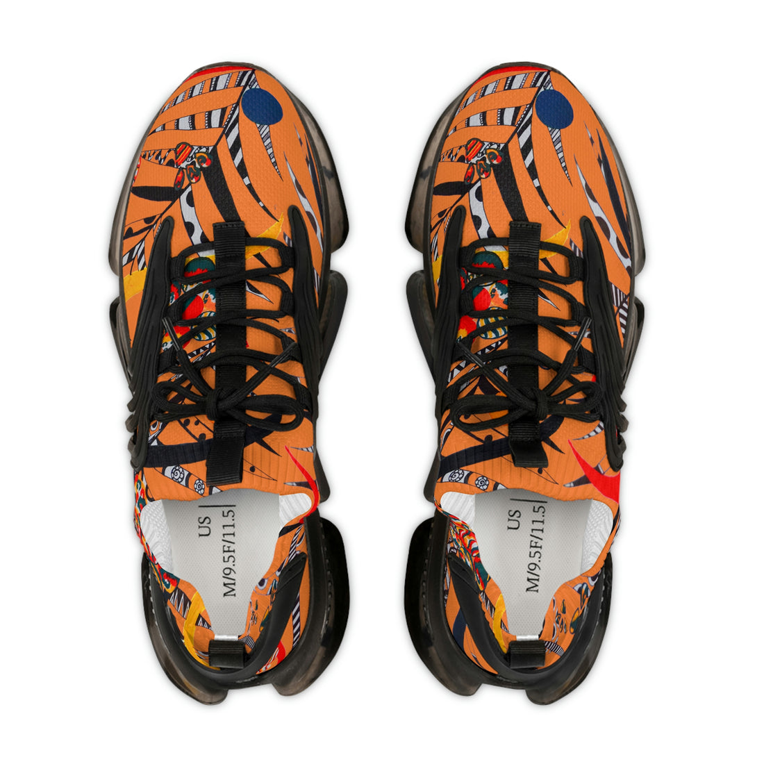 peach men's floral and animal print mesh knit sneakers