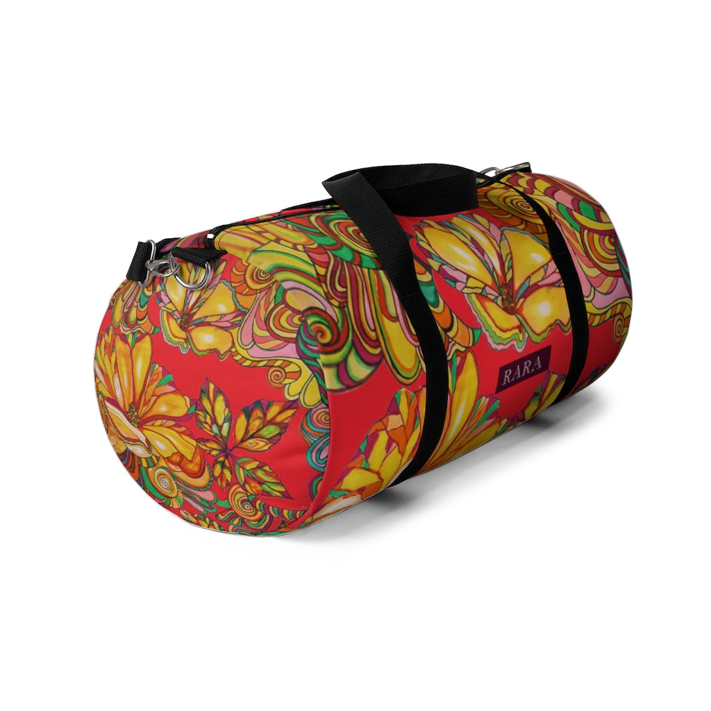 Artsy Floral Red Duffel Bag