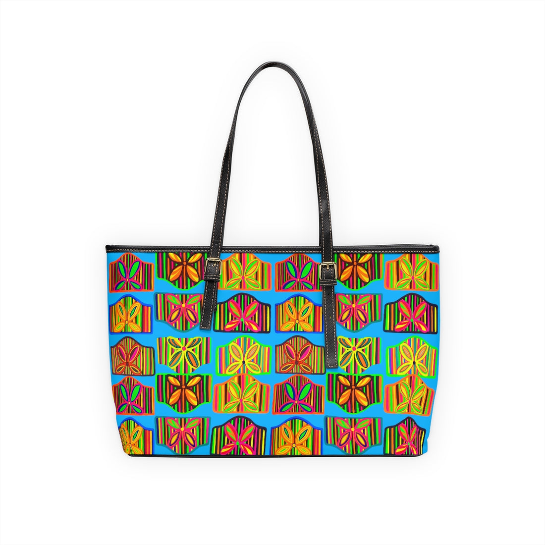 Aqua Deco PU Leather Shoulder Bag