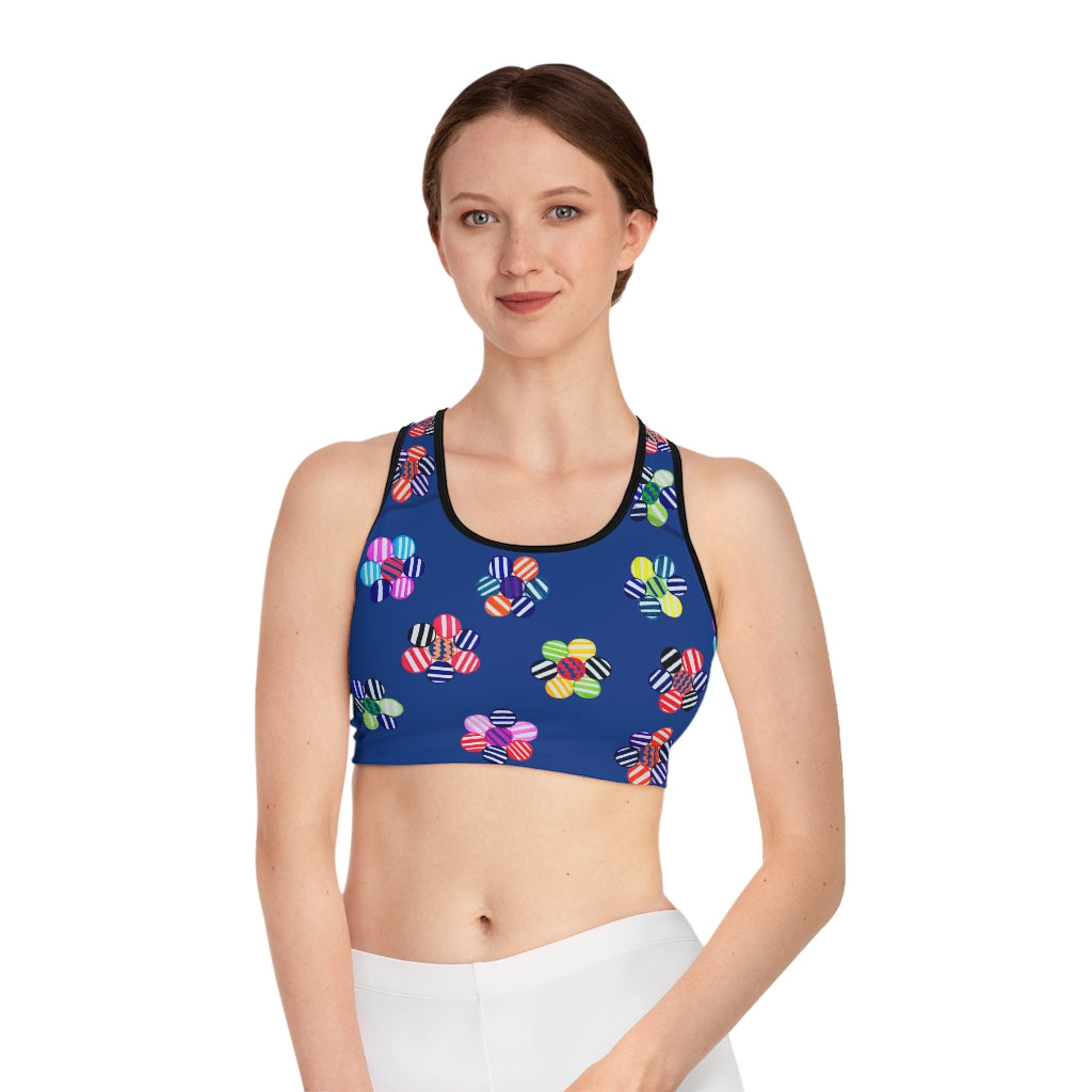 Blue Candy Florals (AOP) Sports Bra