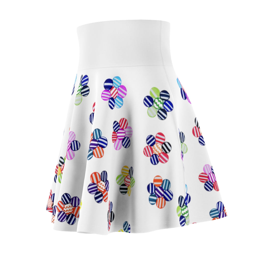 white striped floral skater skirt