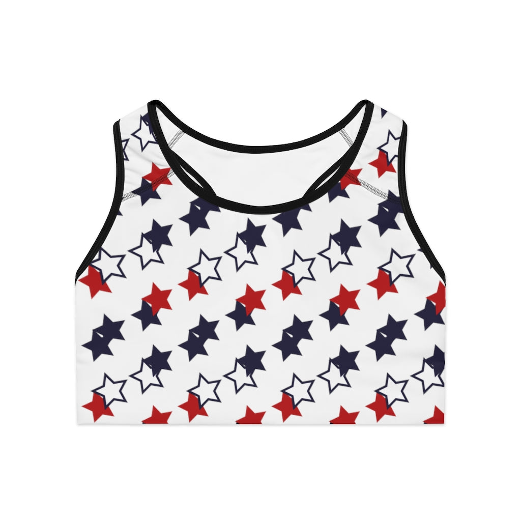 White Star Print (AOP) Sports Bra