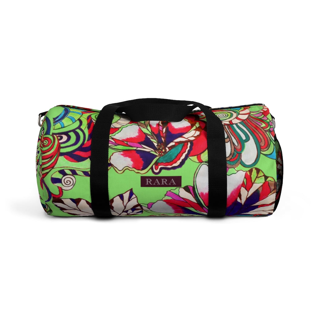 Artsy Floral Pop Green Duffel Bag