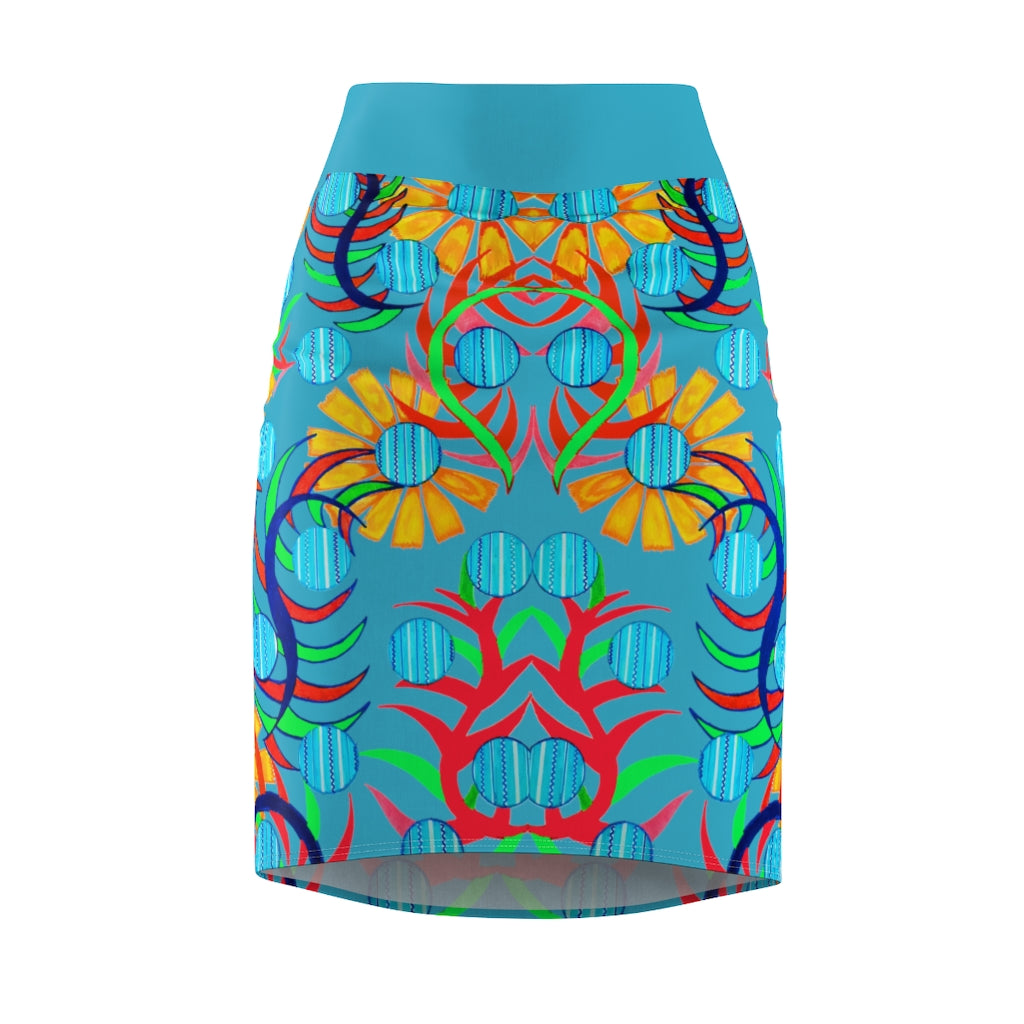 Sunflower Aqua Pencil Skirt