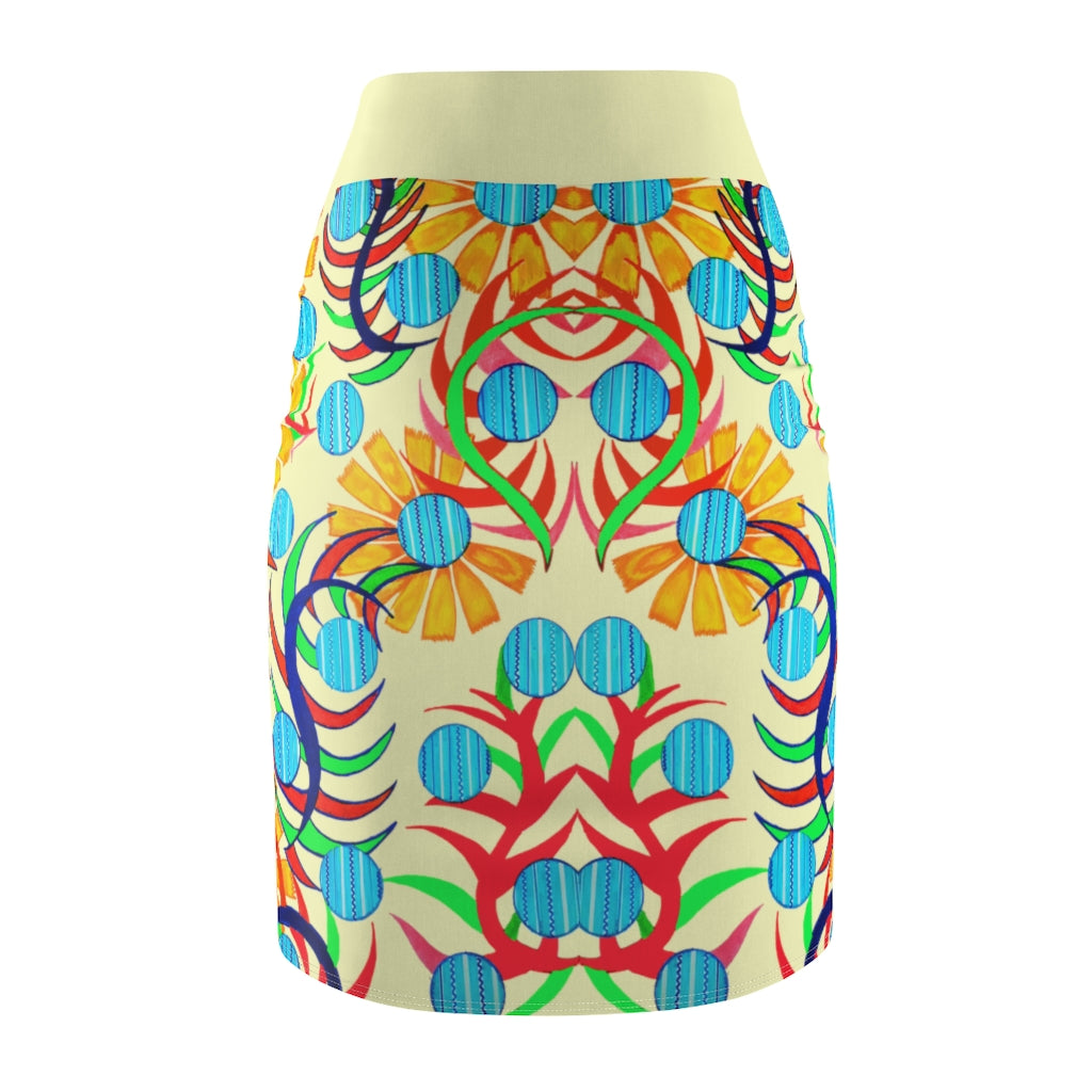 Sunflower Cream Pencil Skirt