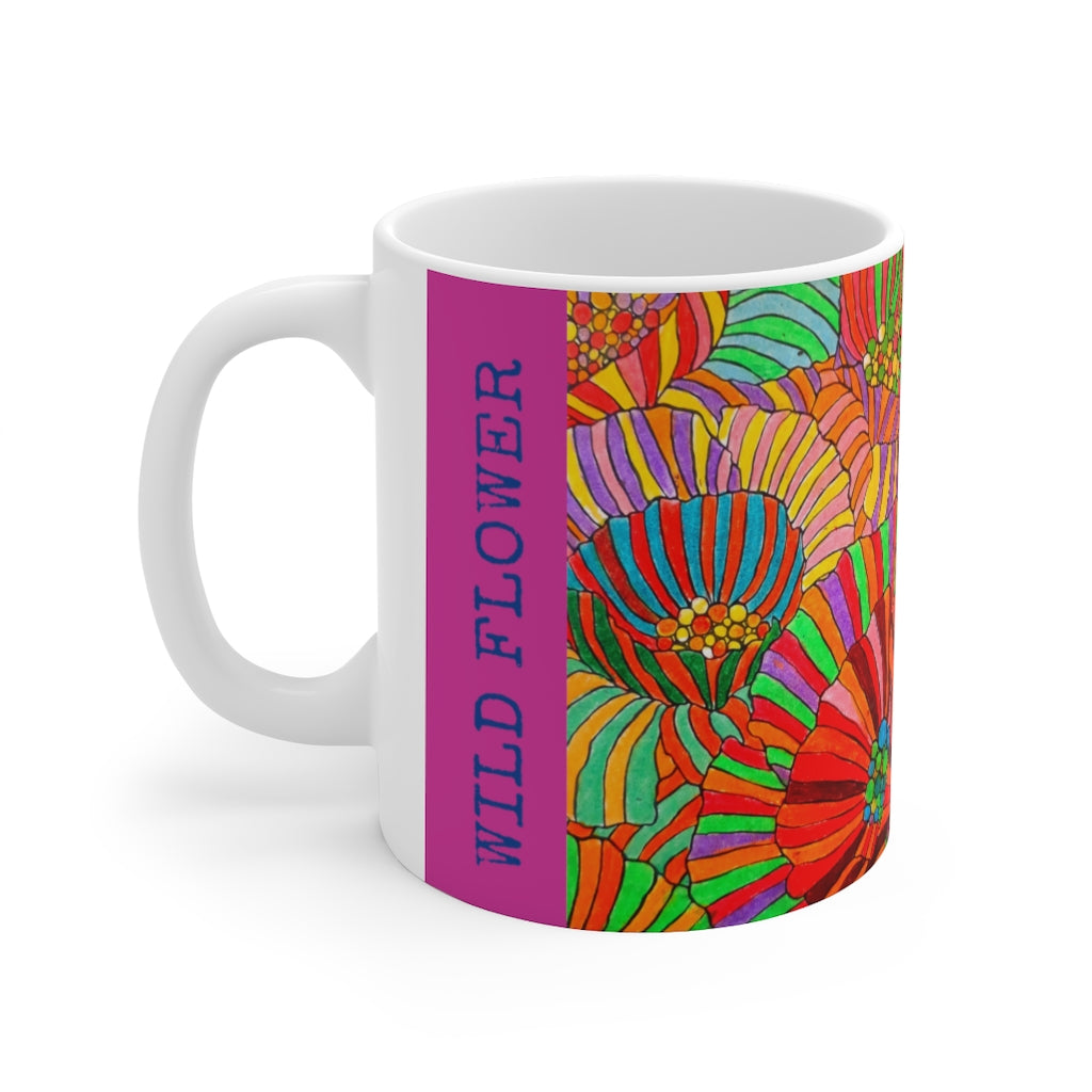 Wild Flower Mauve Ceramic Mug 11oz