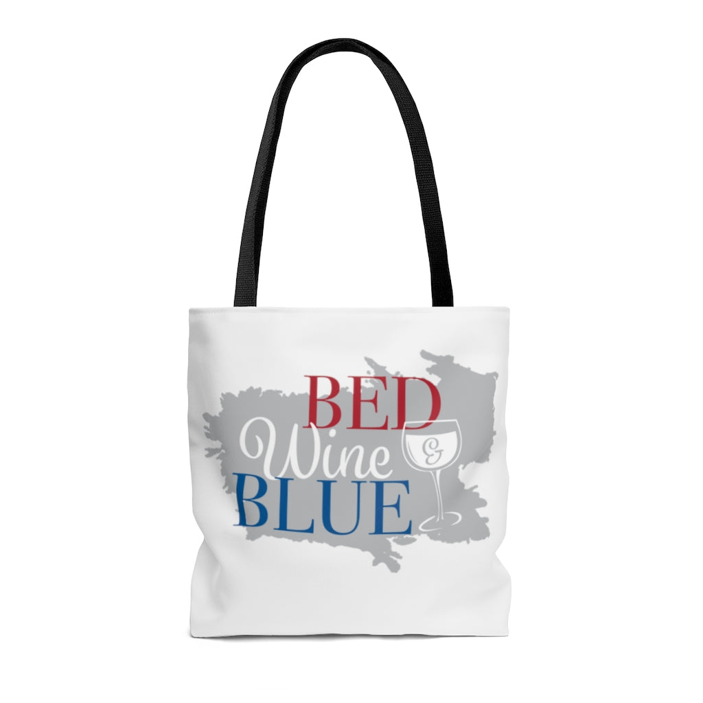 AOP Bed & Wine White Tote Bag