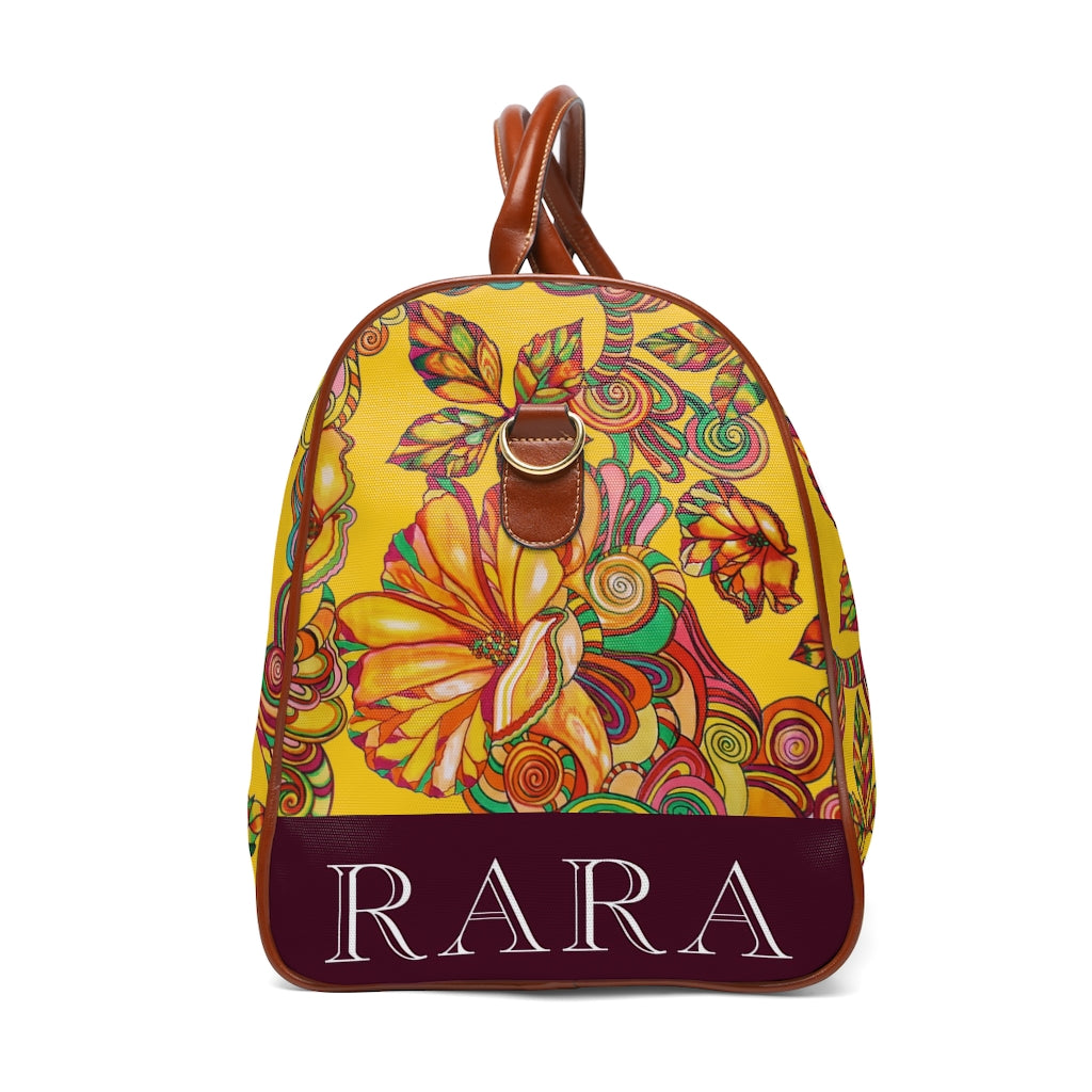 Yellow Artsy Floral Waterproof AOP Travel Bag