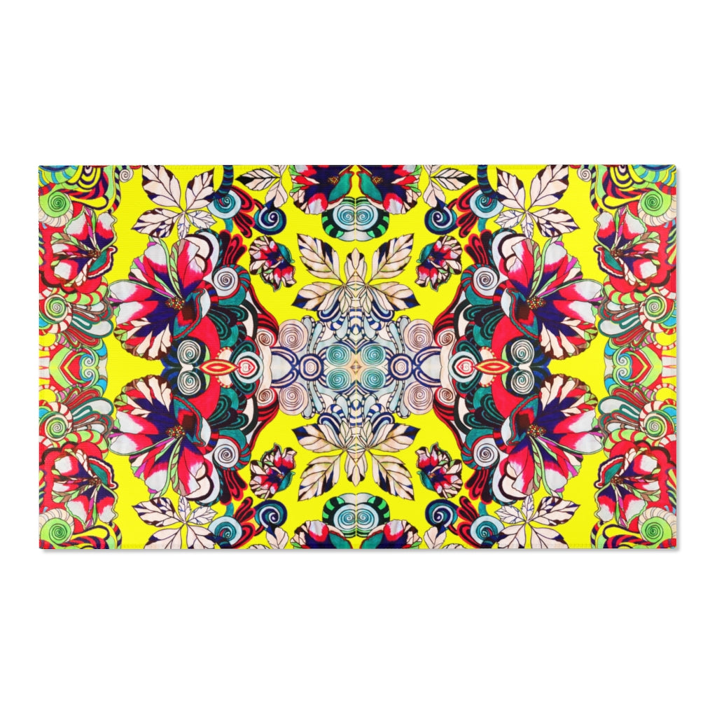 Artsy Floral Pop Canary Area Rug