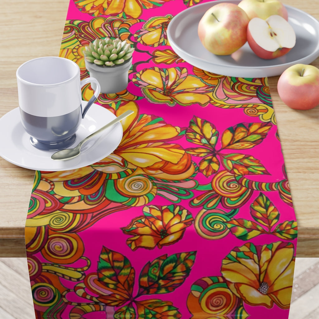 Artsy Floral Pink Table Runner