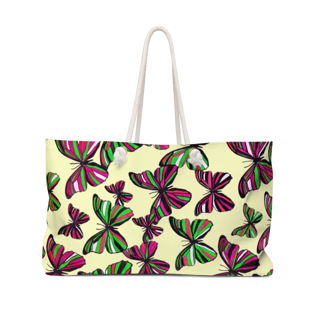 Butterflies Cream Weekender Bag