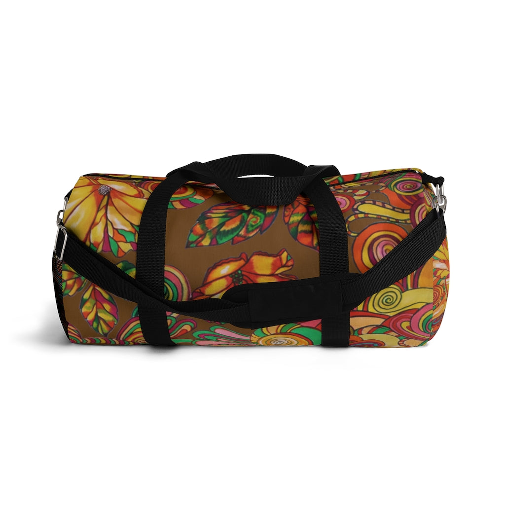Artsy Floral Dallas Brown Duffel Bag