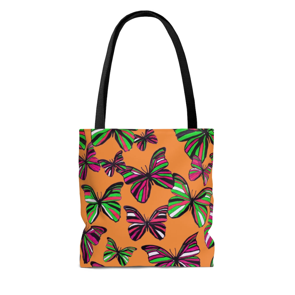 AOP Butterflies Peach Tote Bag