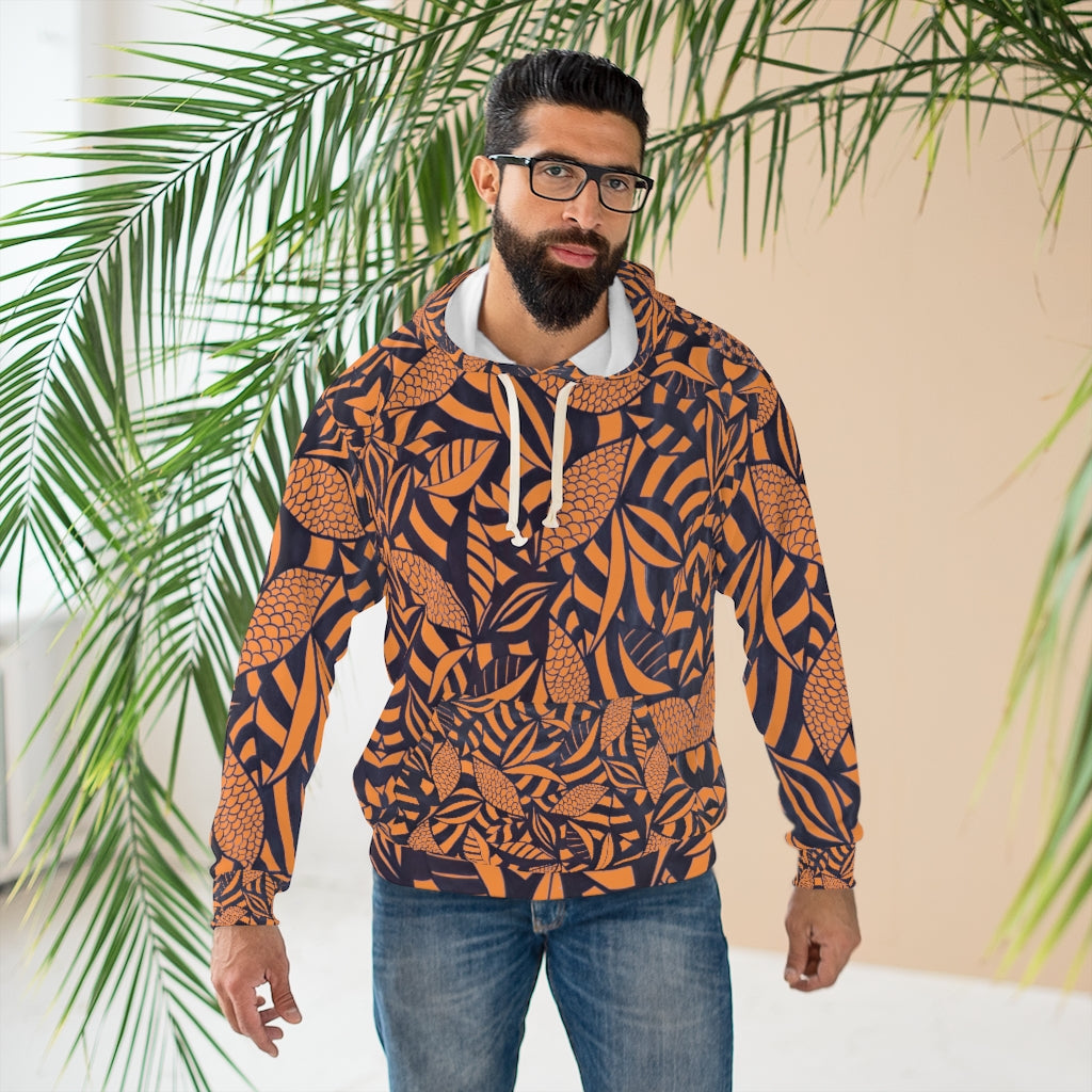Unisex Tropical Minimalist Pullover Orange Hoodie
