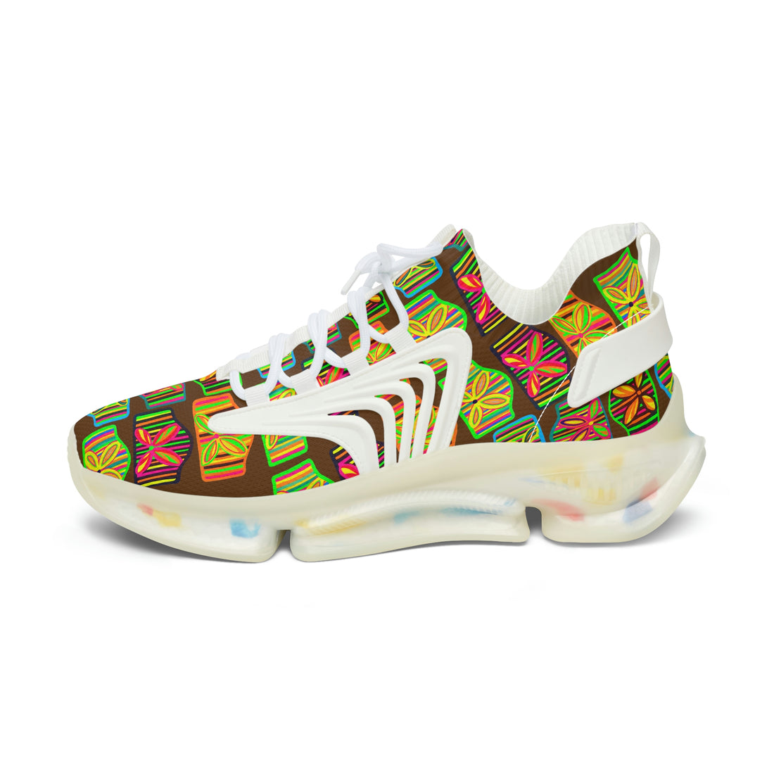 Brown Deco Print OTT Women's Mesh Knit Sneakers