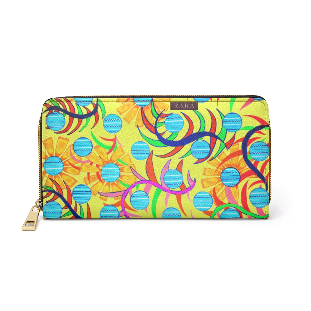 canary Sunflower print clutch wallet
