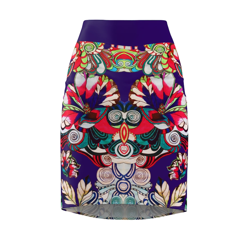 Floral Pop Violet Pencil Skirt