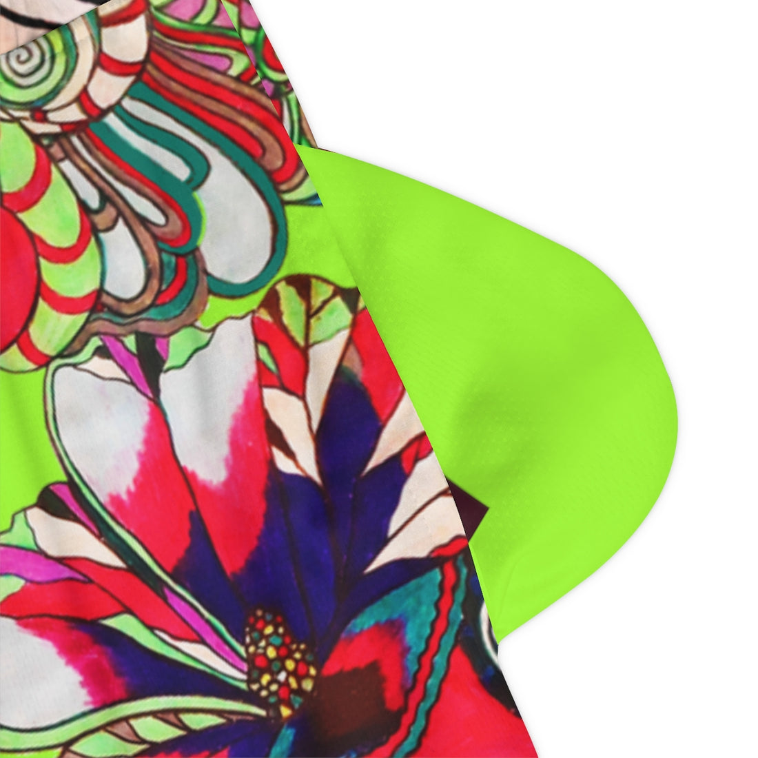 Lime Green Graphic Floral Basketball Rib Shorts (AOP)