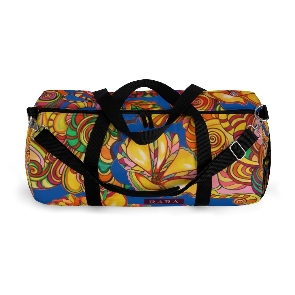 Artsy Floral Royal Blue Duffel Bag