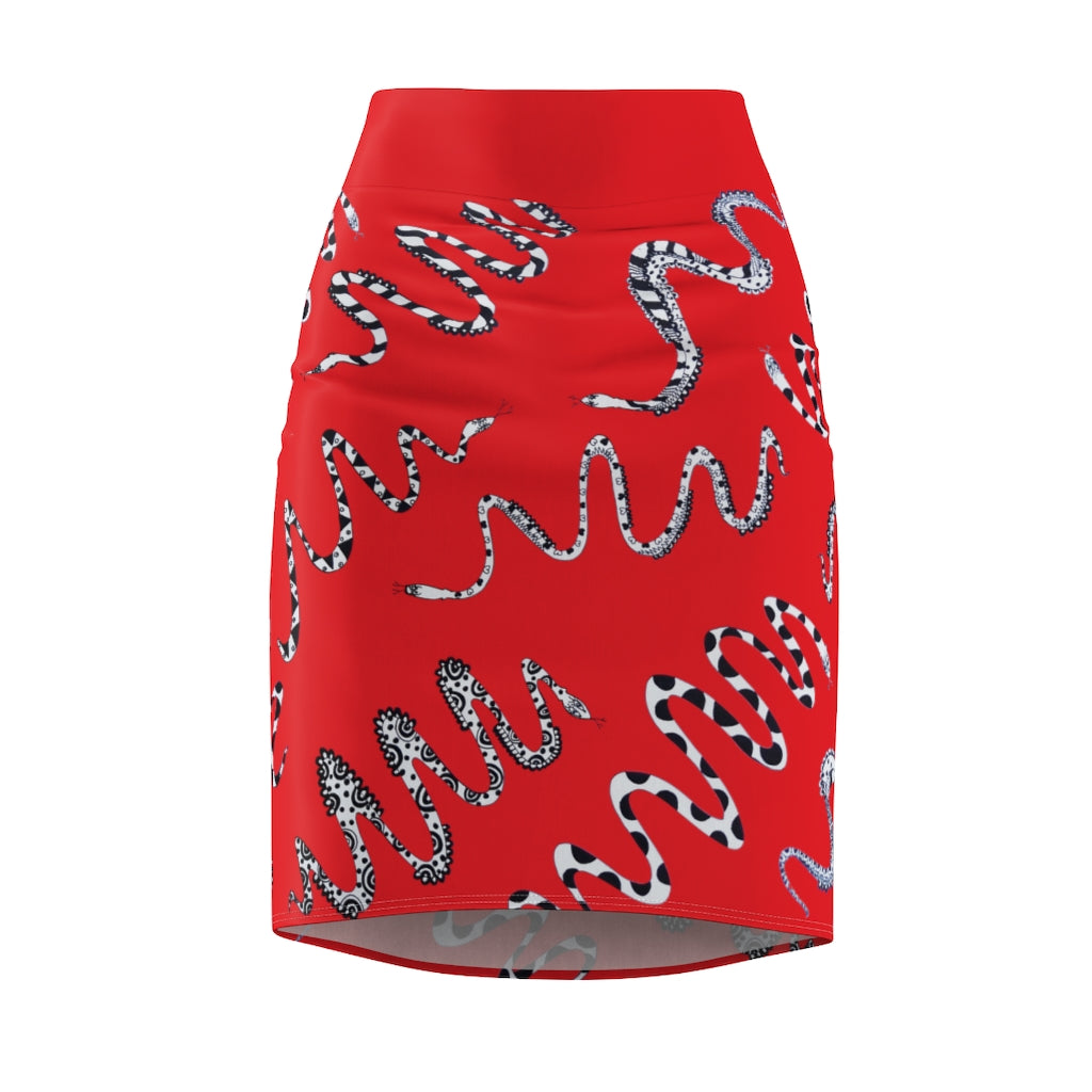 red snake print skirt