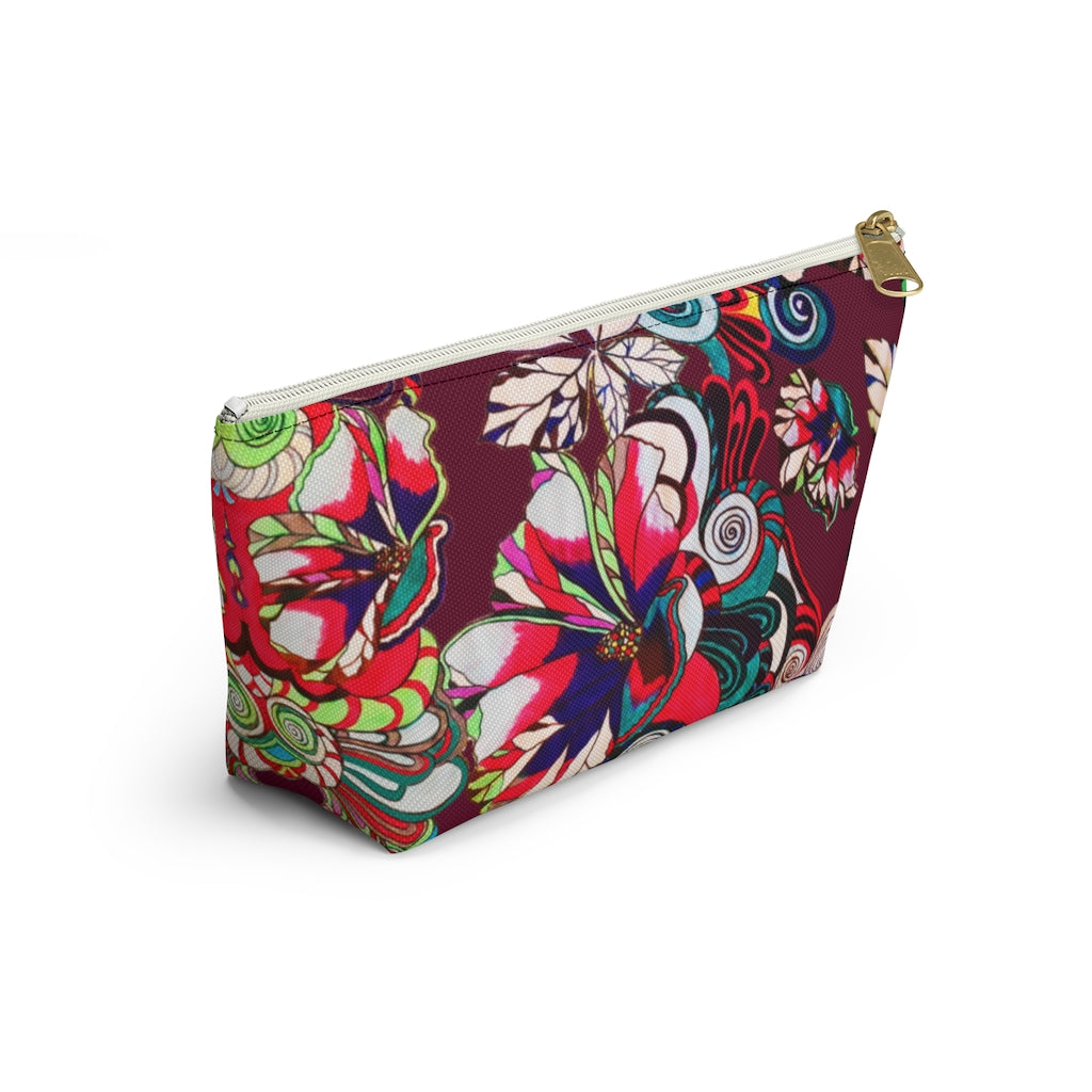 Floral Pop Marsala Accessory Pouch