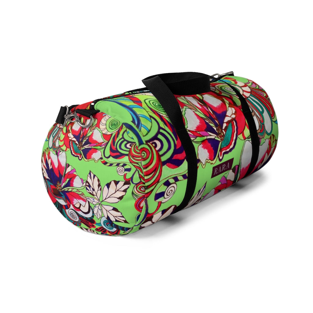 Artsy Floral Pop Green Duffel Bag