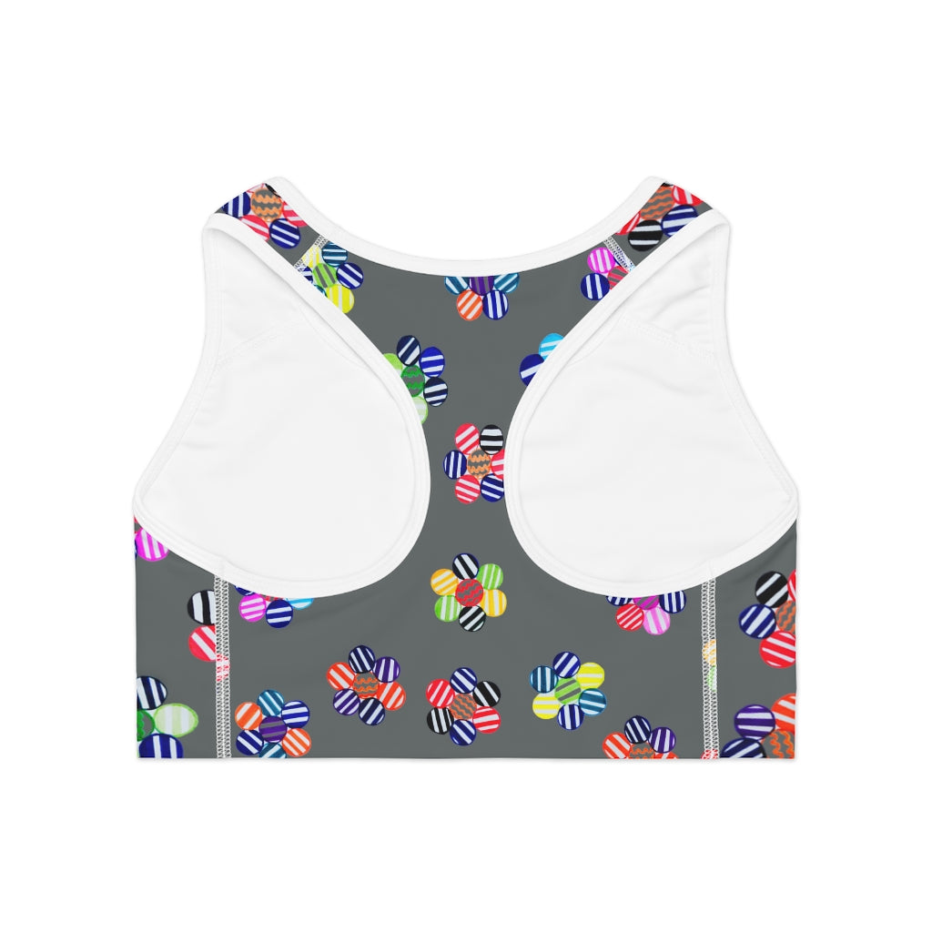 ash geometric flowers sports bra