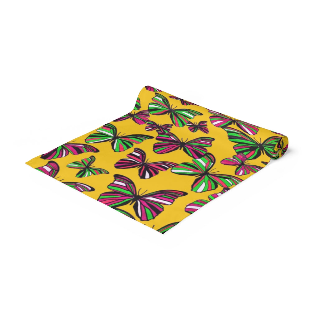 Butterflies Yellow Table Runner