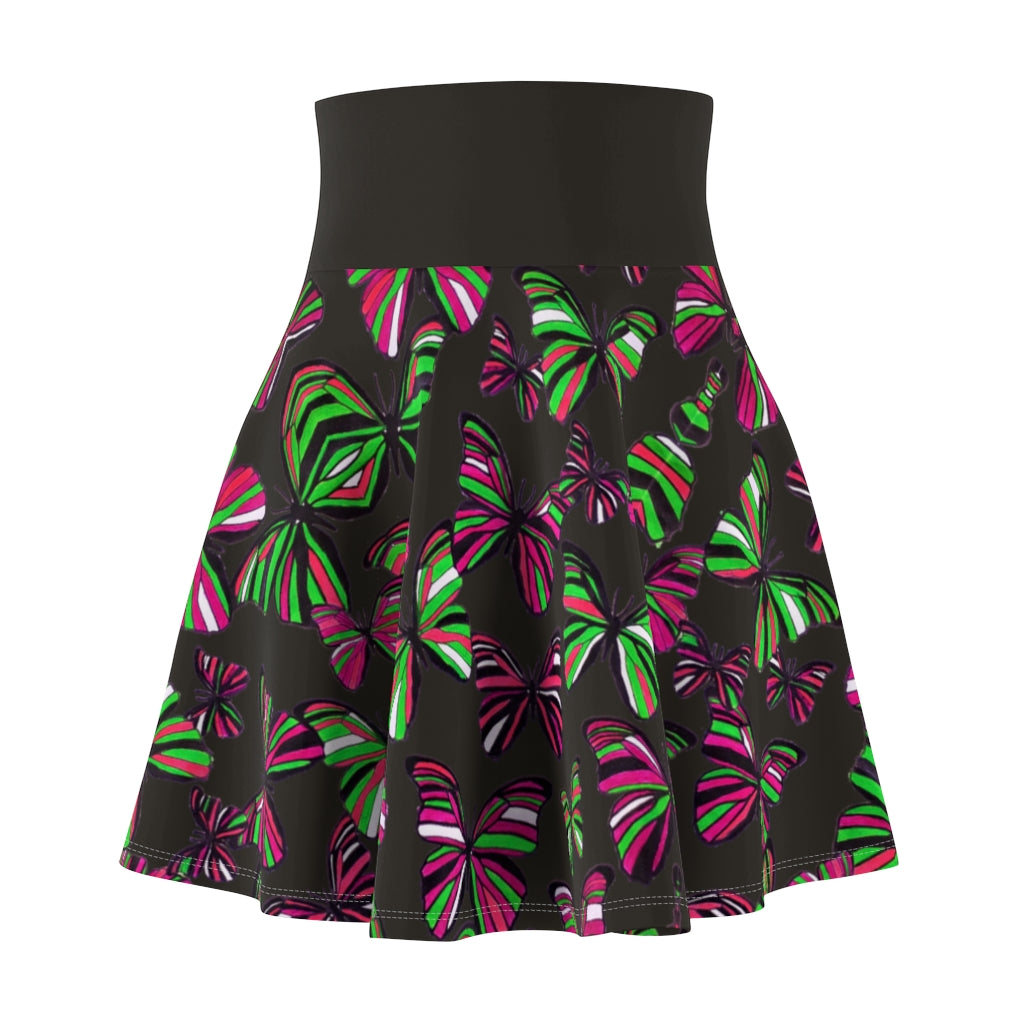 Butterflies Pitch Grey Skater Skirt