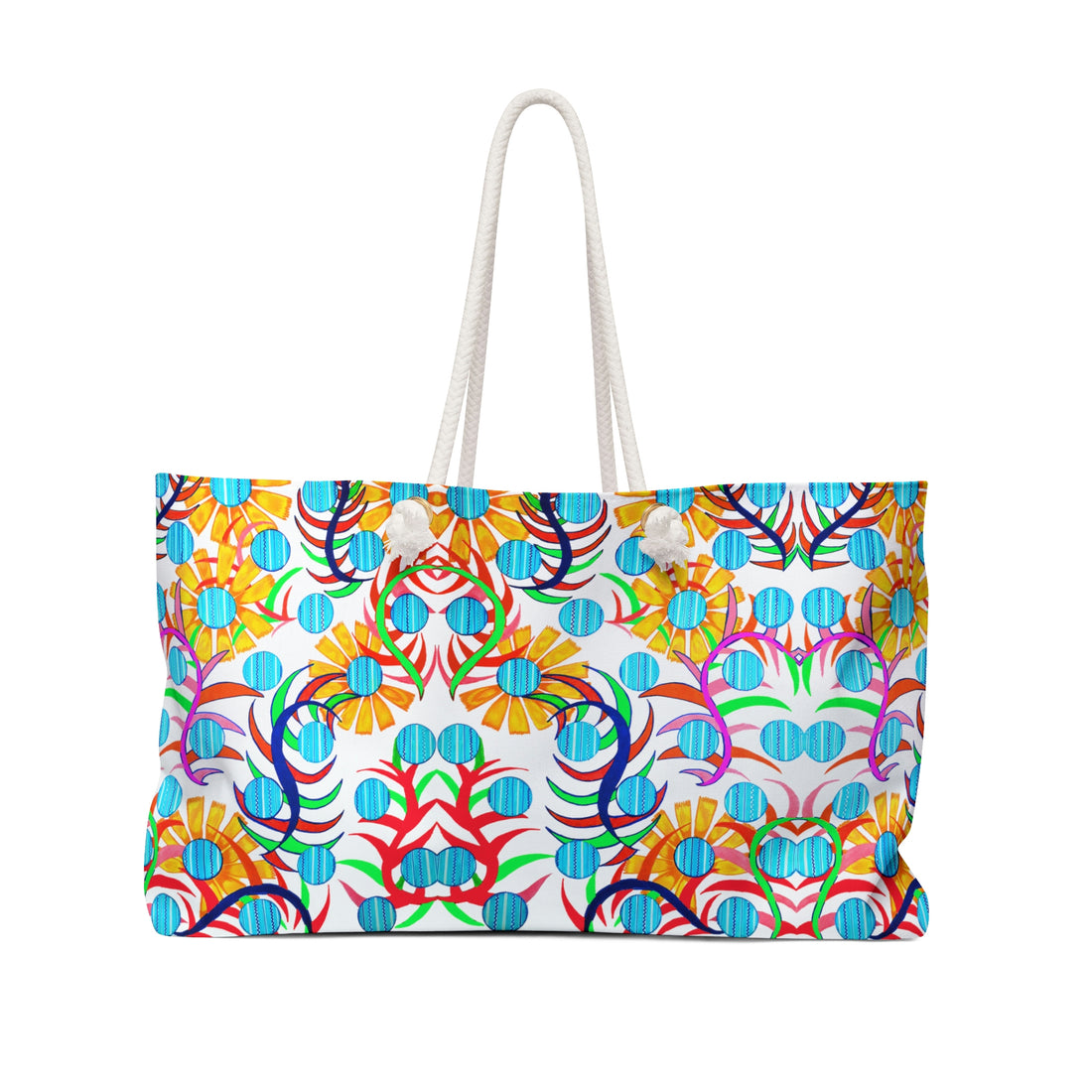 White Sunflower Weekender Open Beach Tote Bag