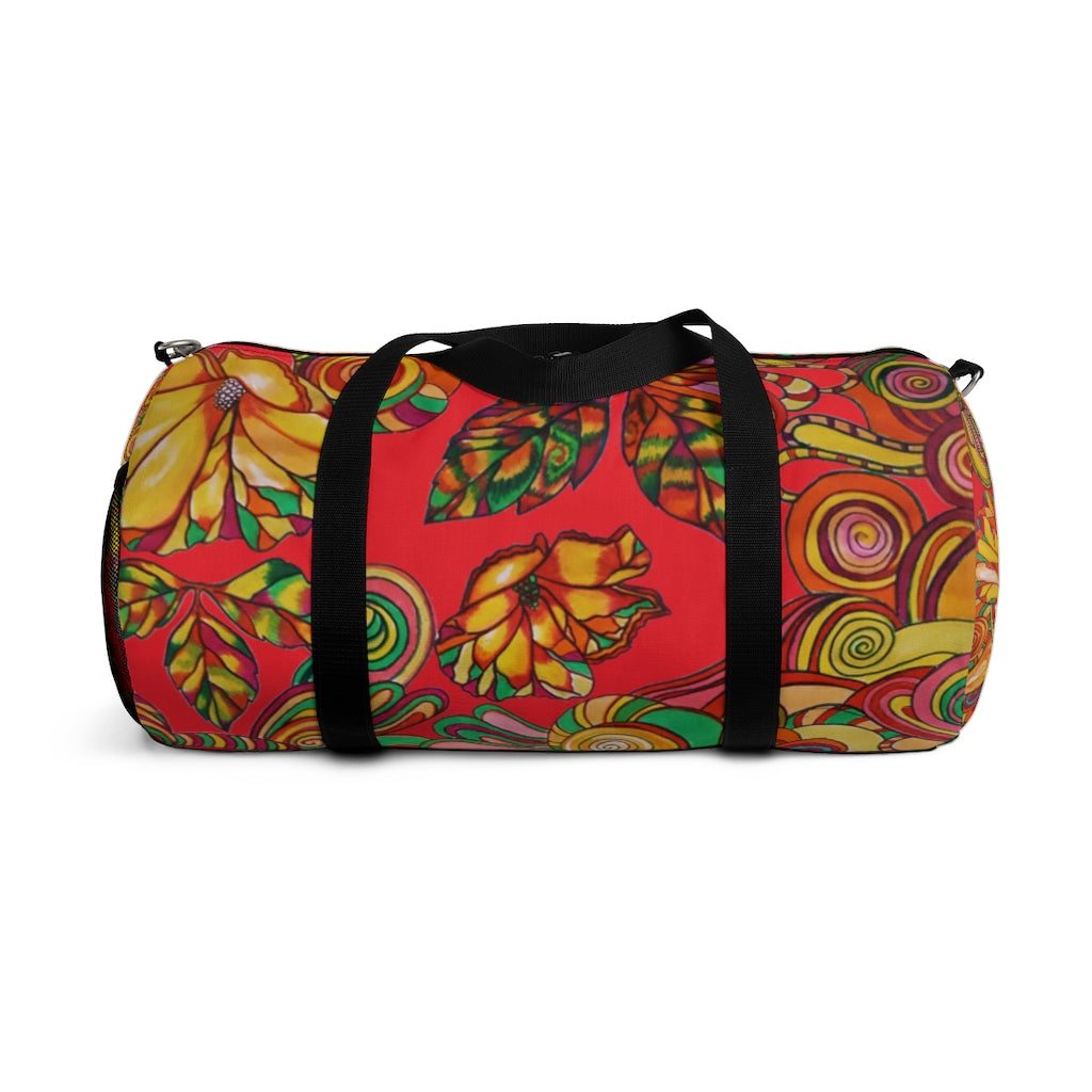 Artsy Floral Red Duffel Bag