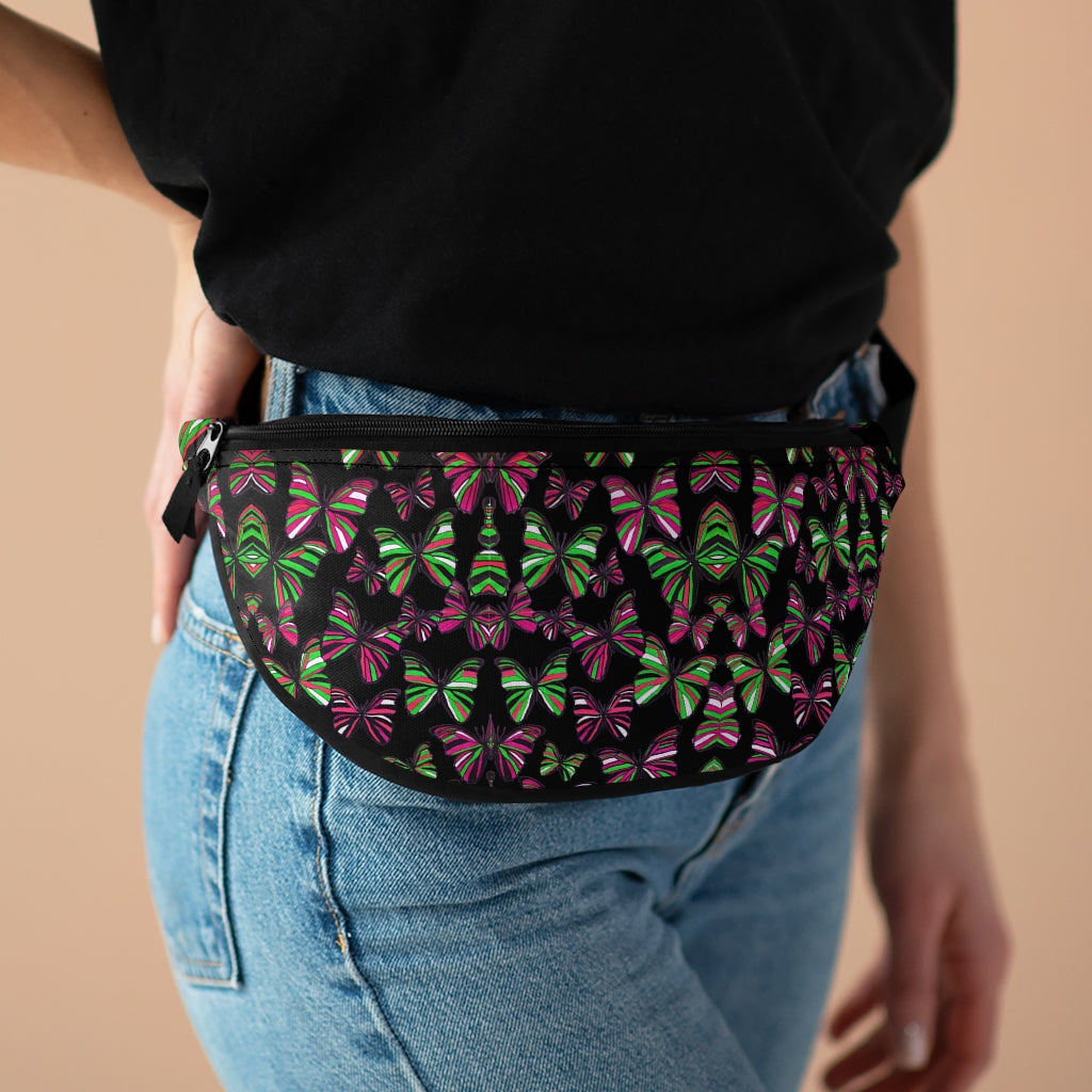 Butterflies Black Fanny Pack