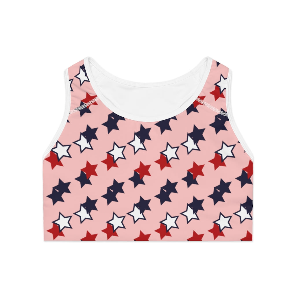 Blush Star Print (AOP) Sports Bra