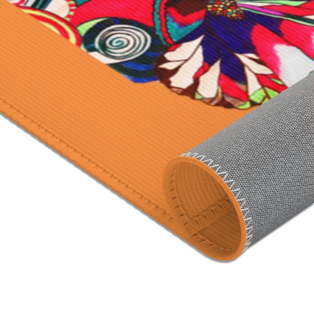 Artsy Floral Pop Peach Area Rug