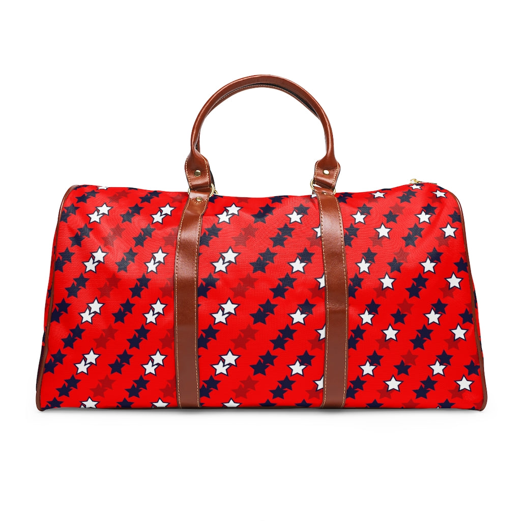 red star print travel bag